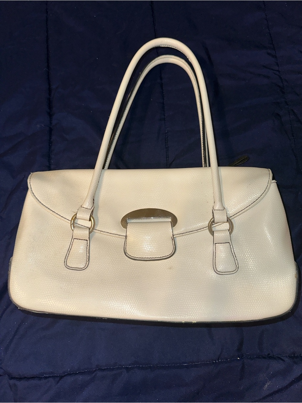 VTG Y2K Worthington White Flap Top Shoulder Bag Purse
